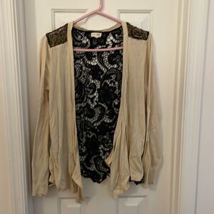 Khaki and black sweater lace back size L